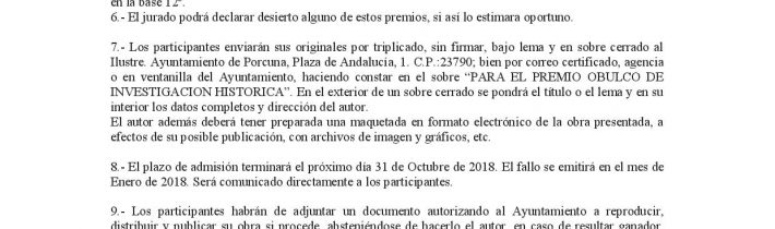 Premio Obulco de investigación histórica «Ciudad de Porcuna» – 2018