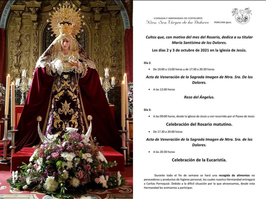 Cultos virgen de los Dolores, porcuna