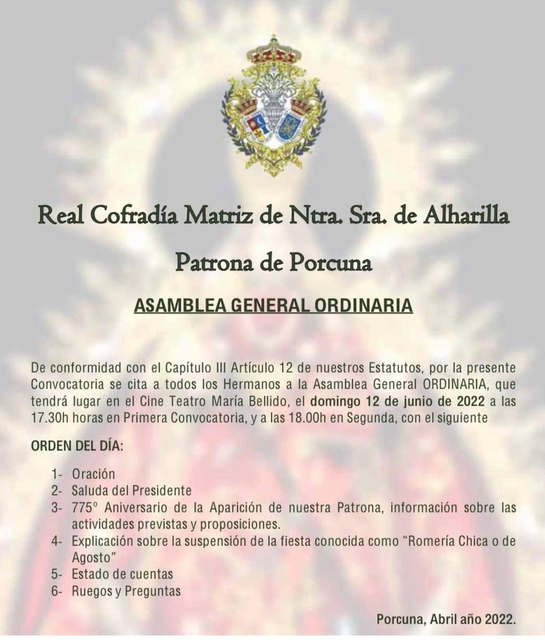 Asamblea General Cofradía de Alharilla