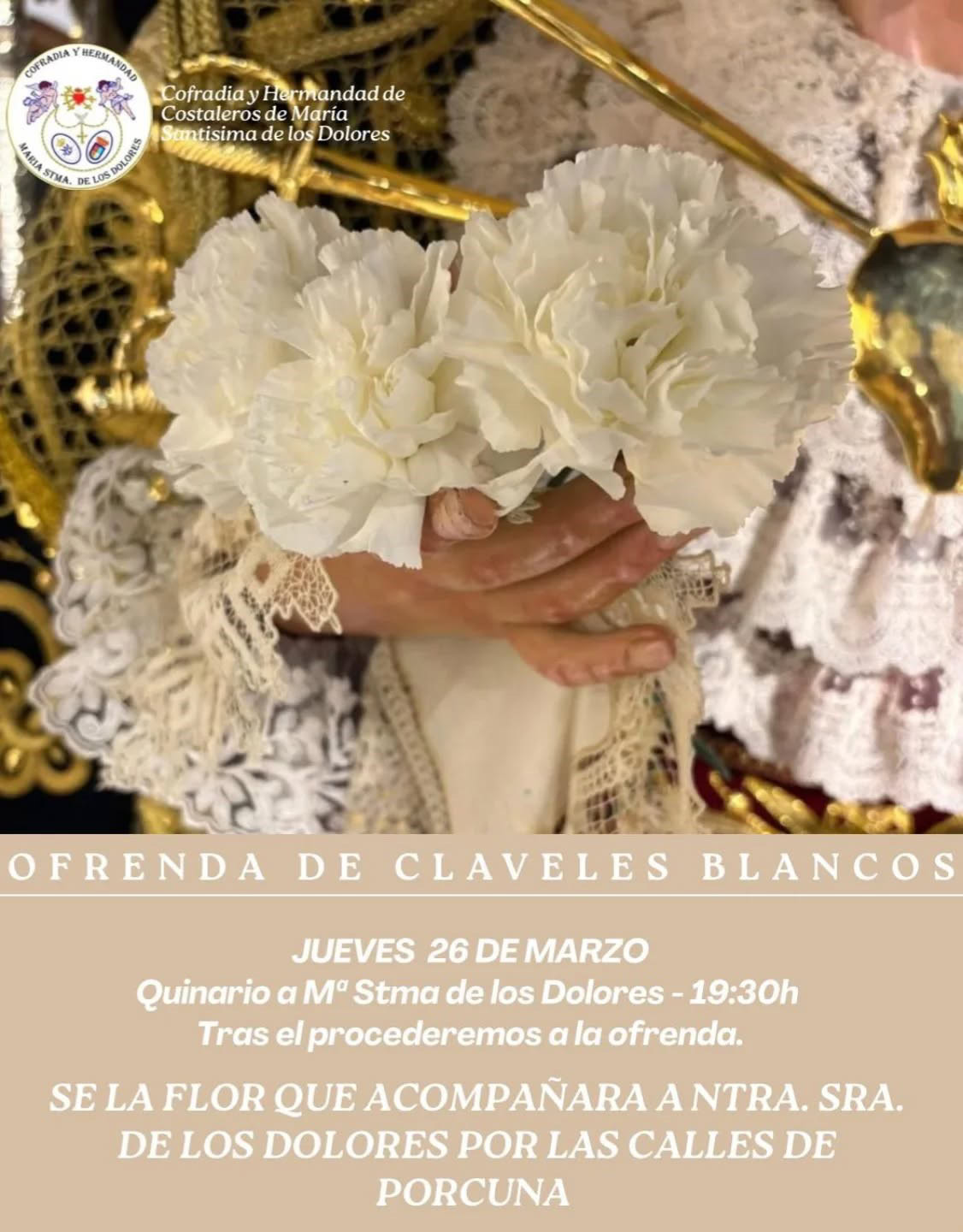 Ofreda de claveles a la Virgen de los Dolores